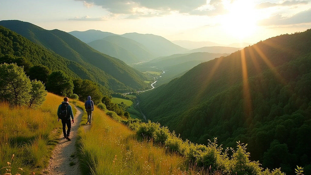 Panoramic view of hiking trails and valleys near Brno with lush green forests