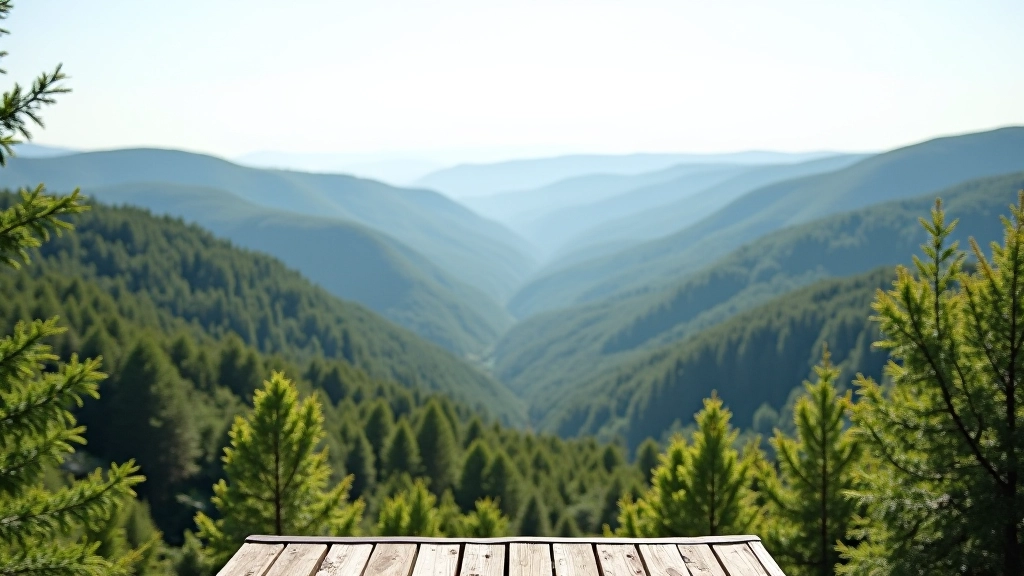 Elevated viewpoint overlooking forested landscape with distant valleys