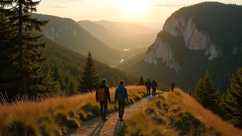 Hiking in Moravian landscape with rolling hills and forests